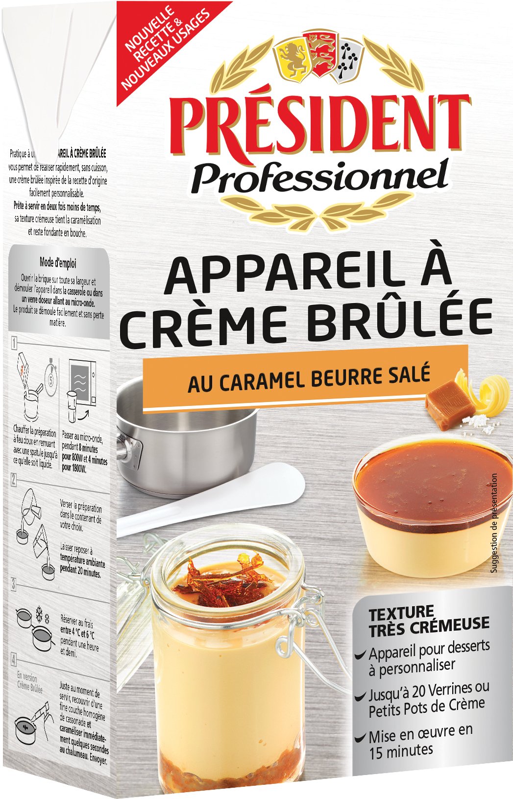 Appareil à Crème Brûlée au Caramel Beurre Salé 1L Président Professionnel