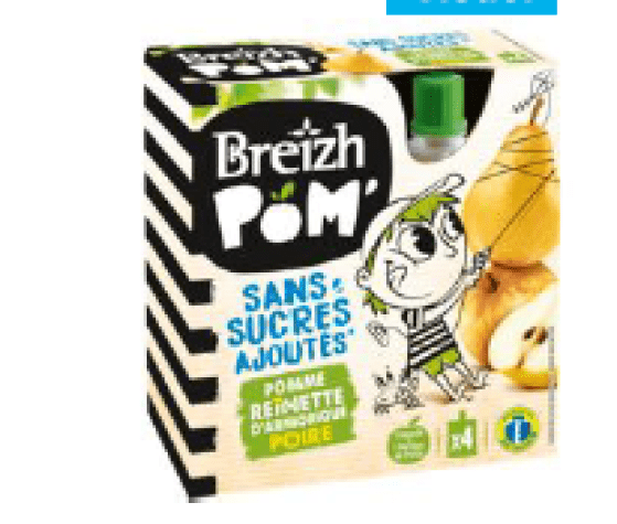 Breizh'POM Délice de Pomme poire gourdes 4x90g