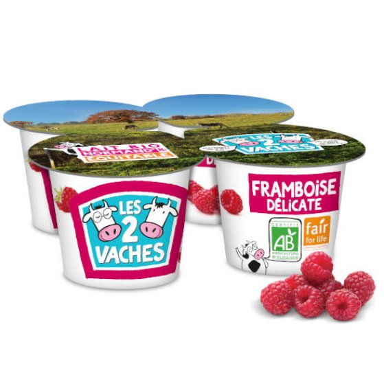 Les 2 Vaches Bio Framboise 4x115g