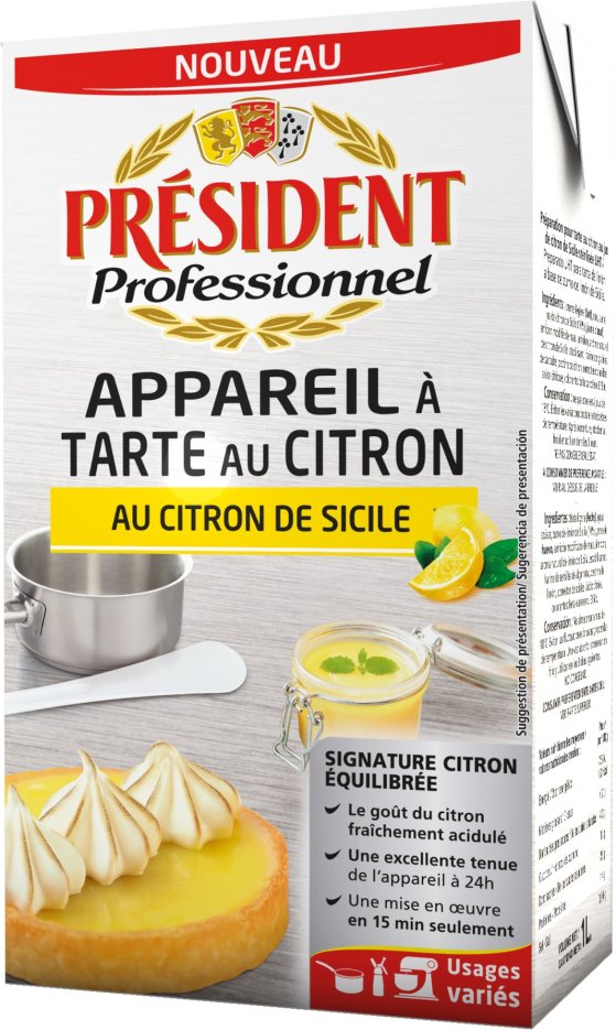 Préparation Crème Brulée Citron de Sicile Président Professionnel 1L