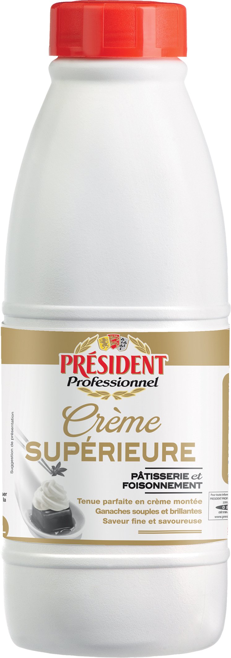 Crème Supérieure UHT liquide 35% MG bouteille 1L Président Professionnel