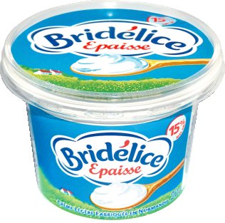 Crème fraîche épaisse légère 15% MG pot 20cl Bridélice