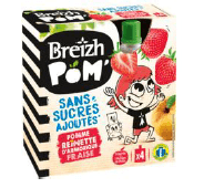 Breizh'POM Délice de Pomme fraise gourdes 4x90g