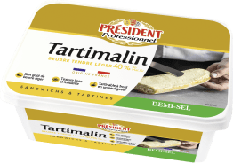 Beurre tendre léger demi-sel 40% MG 1kg Tartimalin Président Professionnel