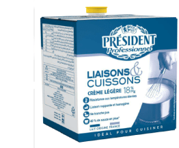 Crème Liaisons&Cuissons UHT liquide 18% MG outre 10L Président Professionnel