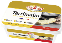 Beurre tendre léger doux 40% MG 1kg Tartimalin Président Professionnel