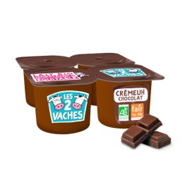 Les 2 vaches bio crème dessert chocolat 4x95g