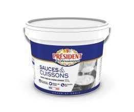 Crème fraîche légère épaisse Sauces&Cuissons 15% MG 5L Président Professionnel