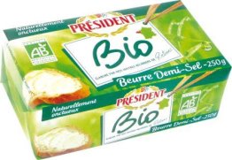 Beurre bio demi-sel plaquette 250g Président